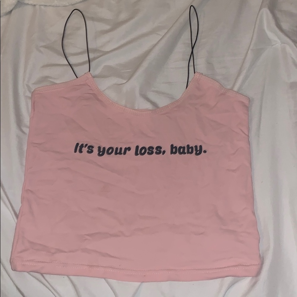 cropped baby pink tank top